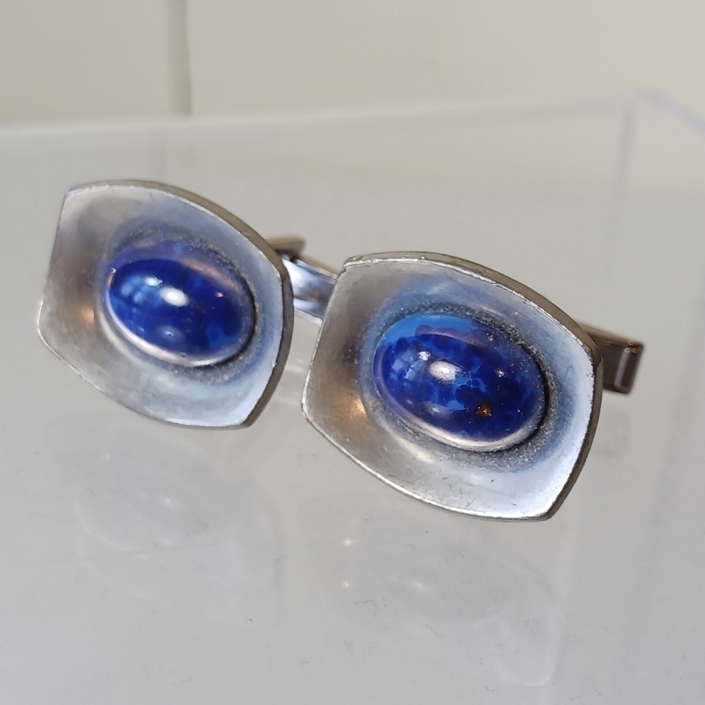 Vintage Modernist Jorgen Jensen Pewter 220 cuff links - Picture 2 of 6